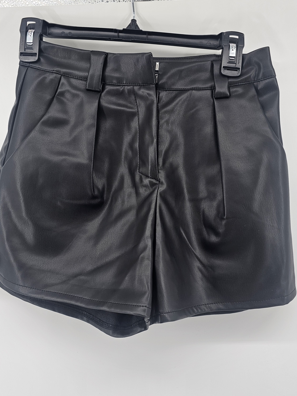 TCEC Black High-Waist Faux Leather Shorts
